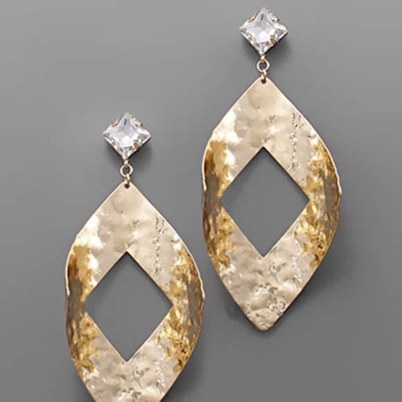 Curved Rhombus Earrings - Picture 1 of 2